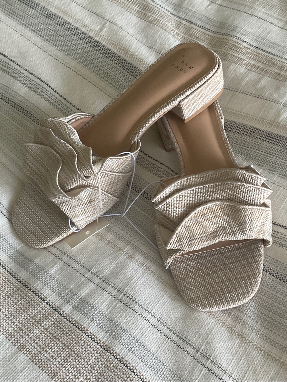 a new day Neutral Beige Ruffle Slide Mules